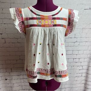 Lala Factory size small embroidered butterfly sleeve blouse